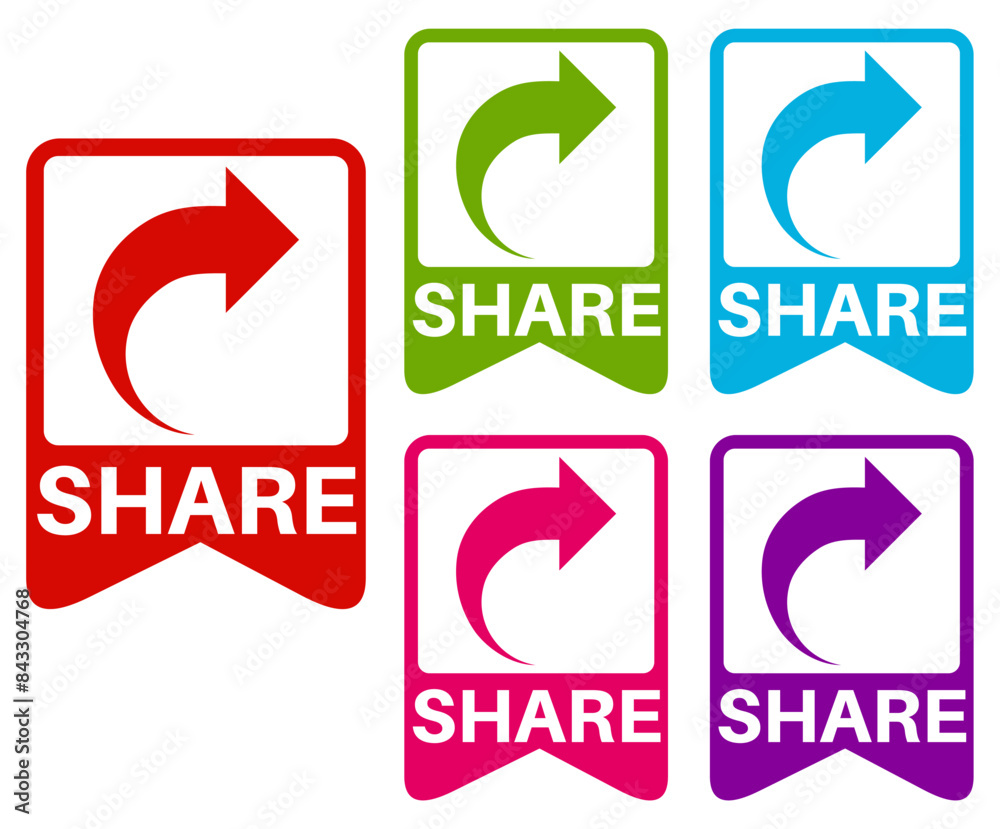 set trendy colorful share labels icon. share sign social media template design vector illustration set trendy colorful share labels icon. share sign social media template design vector illustration