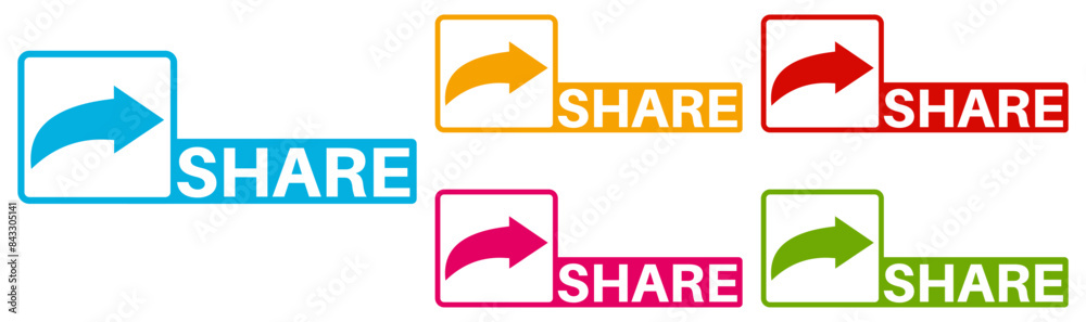 set trendy colorful share labels icon. share sign social media template design vector illustration set trendy colorful share labels icon. share sign social media template design vector illustration