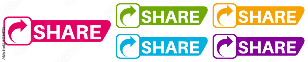 set trendy colorful share labels icon. share sign social media template design vector illustration set trendy colorful share labels icon. share sign social media template design vector illustration