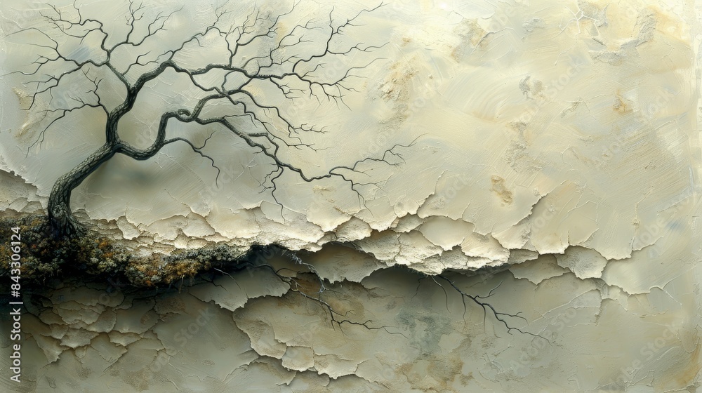 Obraz premium Elegant Bonsai Tree on Rock with Moss - Minimalist Nature Art - Zen Garden Decoration - Tranquil Indoor Plant - Natural Home Decor