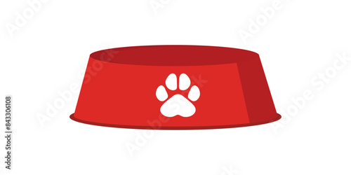 Red empty dog bowl isolated on a white background. 