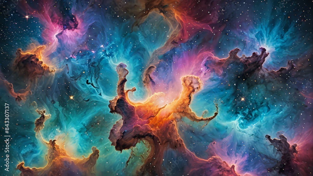 Cosmic Nebula with Vibrant Colors and Shimmering Stars Cosmic Nebula with Vibrant Colors and Shimmering Stars
