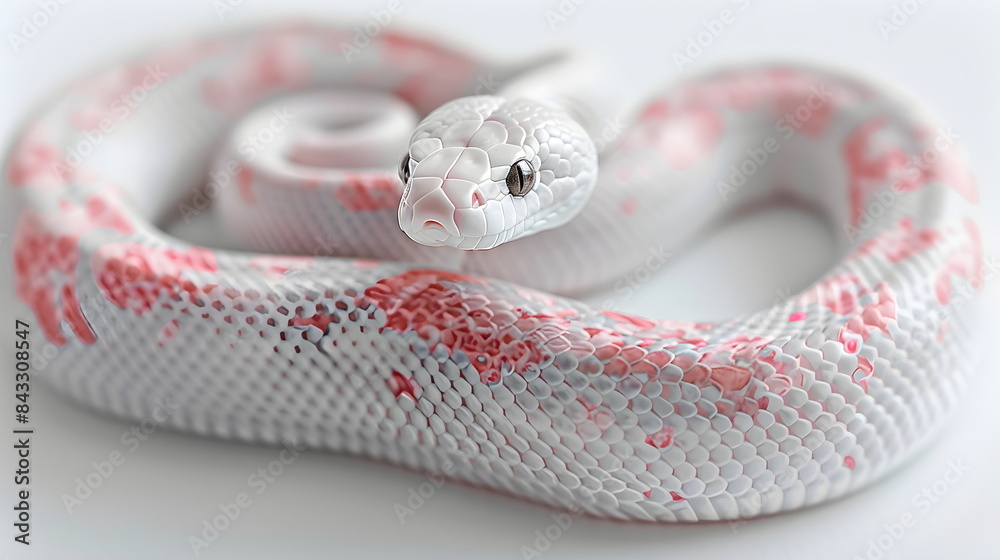 Fototapeta premium Banner with a snake with iridescent glowing skin. 