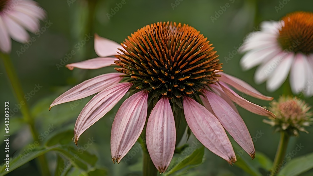 The Echinacea - coneflower close up in the garden The Echinacea - coneflower close up in the garden