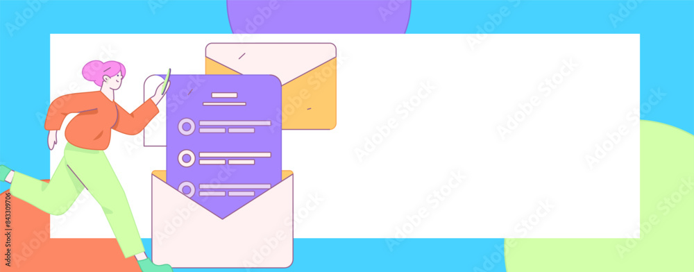 Fototapeta premium Flat vector illustration of business people operating work scene