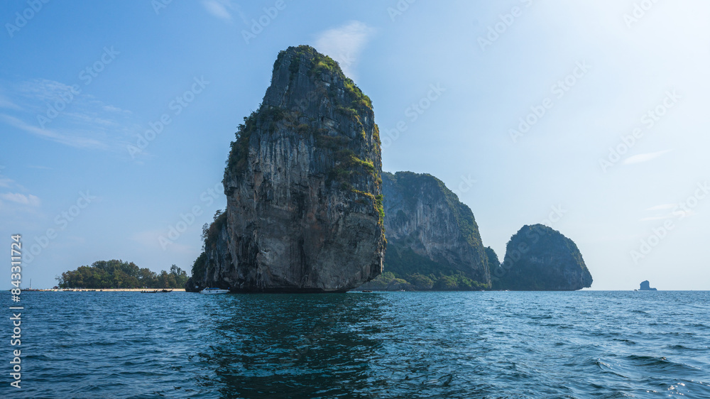 longtail boat trip to ko poda and chicken island in krabi in thailand