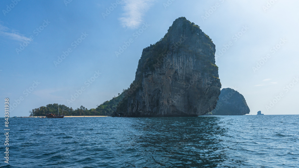 longtail boat trip to ko poda and chicken island in krabi in thailand