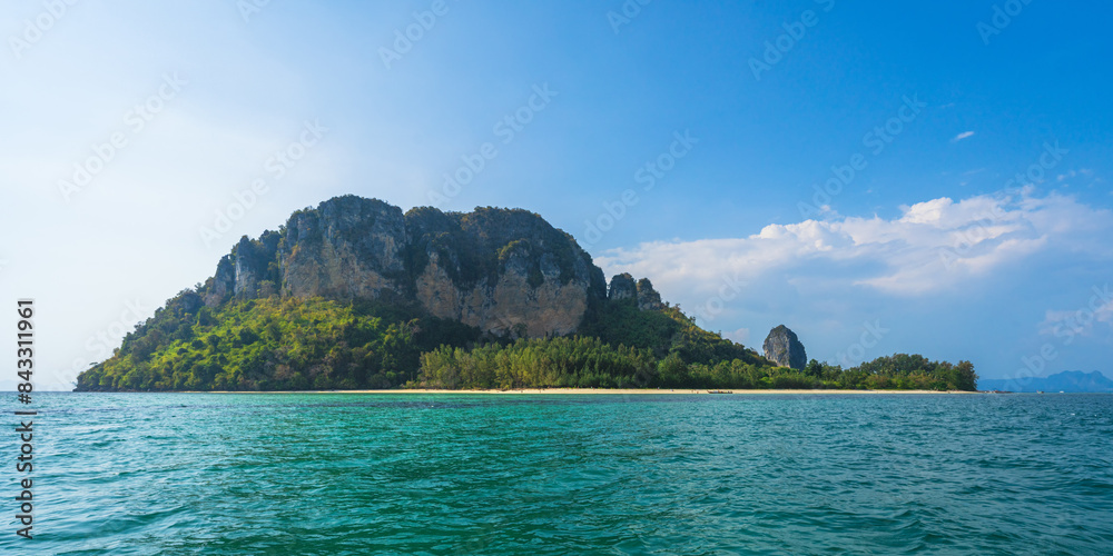 longtail boat trip to ko poda and chicken island in krabi in thailand