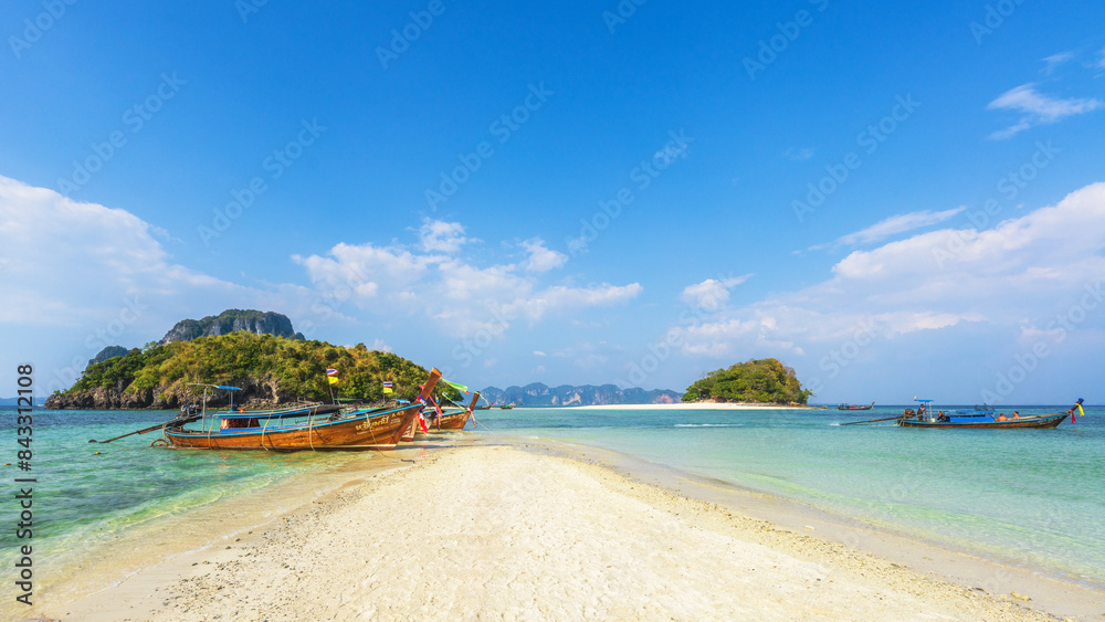 longtail boat trip to ko poda and chicken island in krabi in thailand