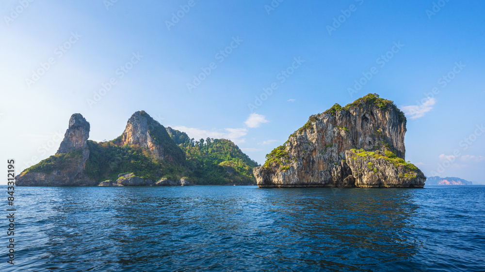 longtail boat trip to ko poda and chicken island in krabi in thailand