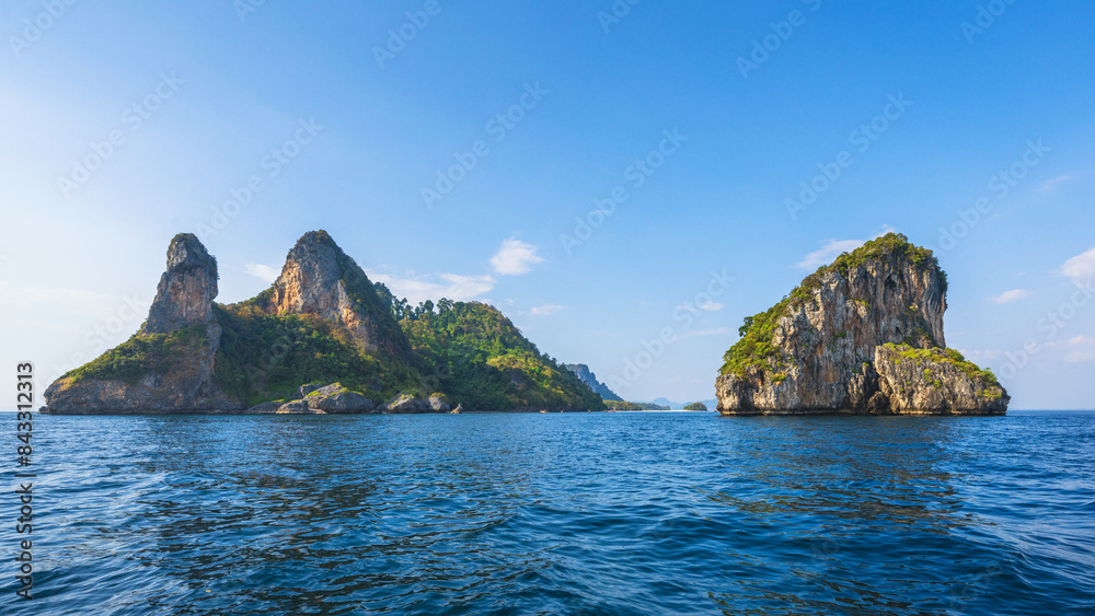 longtail boat trip to ko poda and chicken island in krabi in thailand