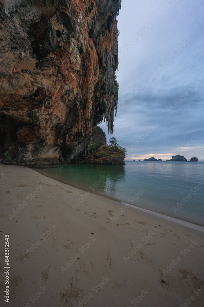 sunset from railay beach, princess cave in krabi in thailand