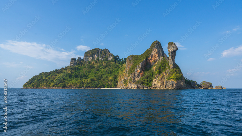 longtail boat trip to ko poda and chicken island in krabi in thailand