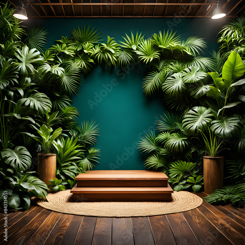 tropical garden with palm trees