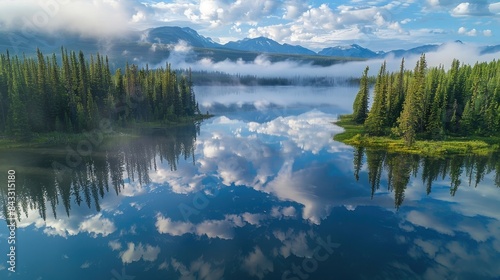 Morning Aerial Reflections on Beaty Lake © sania