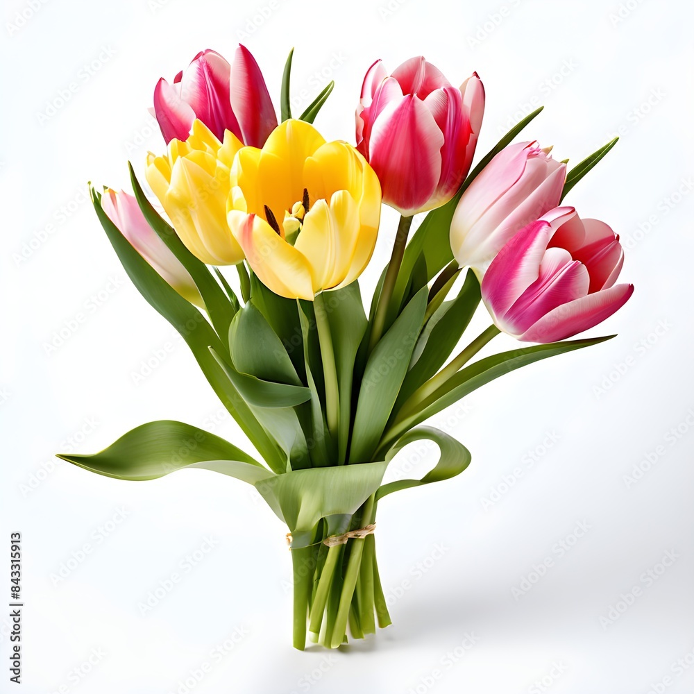 beautiful tulip Flower bouquet for wedding, isolated on white background beautiful tulip Flower bouquet for wedding, isolated on white background