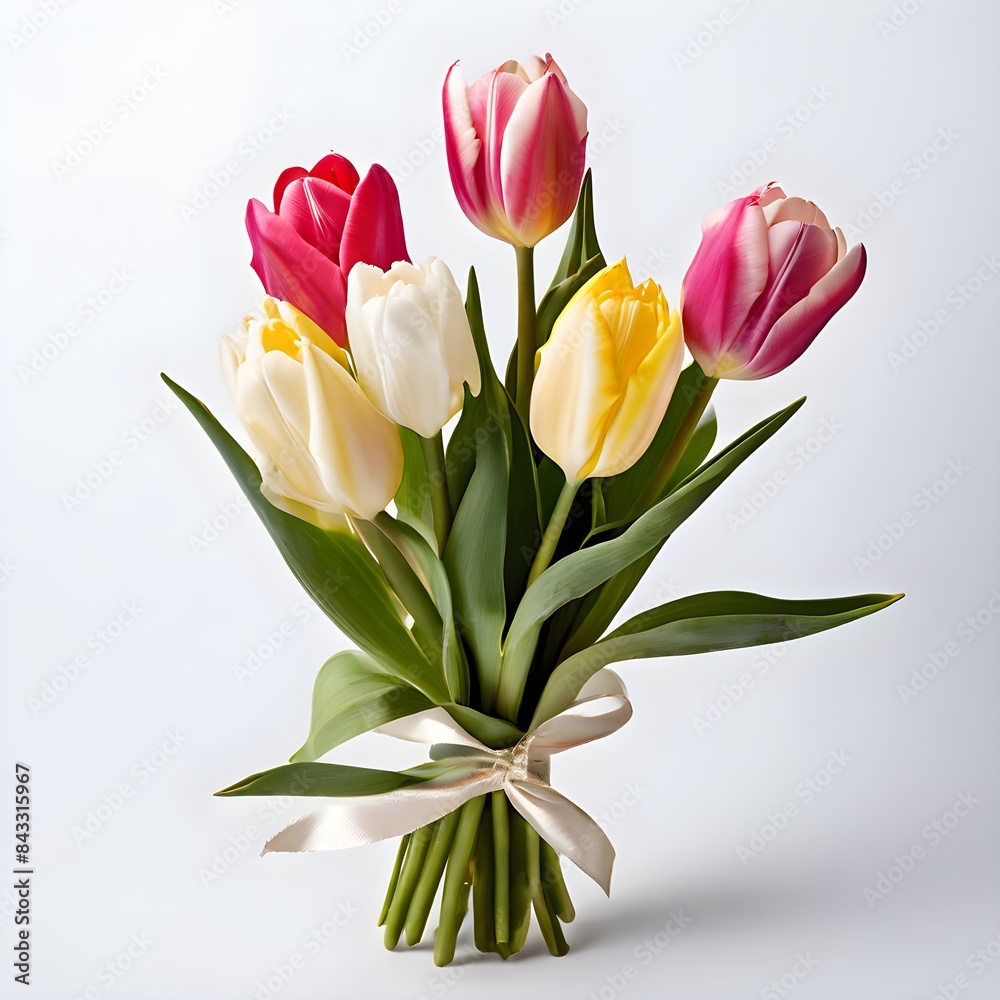 Naklejka premium beautiful tulip Flower bouquet for wedding, isolated on white background