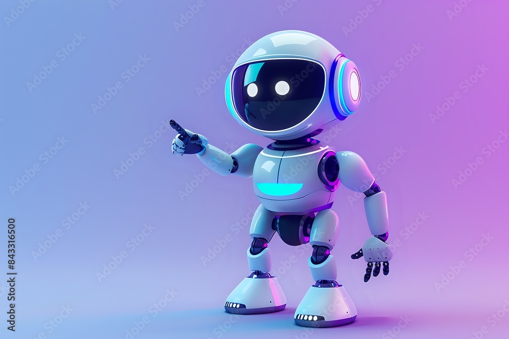 Neon Glowing Robot with AI Interface Neon Glowing Robot with AI Interface