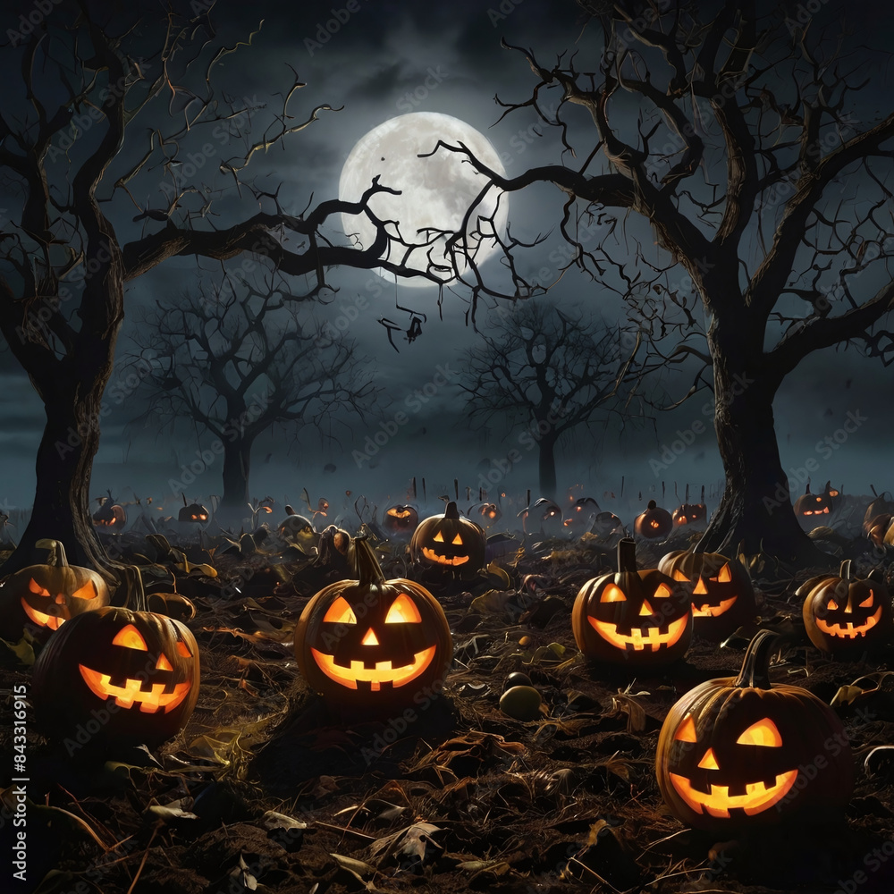 Fototapeta premium halloween background with pumpkins