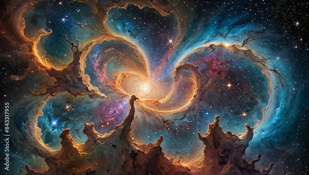 Obraz premium Cosmic Dance in a Starry Night