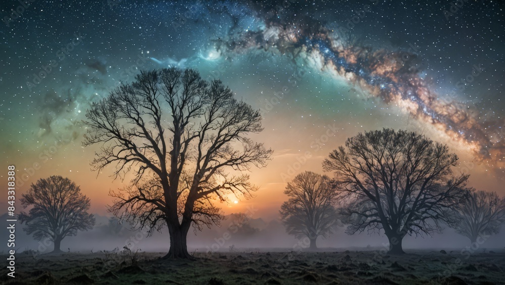 Milky Way Over Foggy Forest Milky Way Over Foggy Forest
