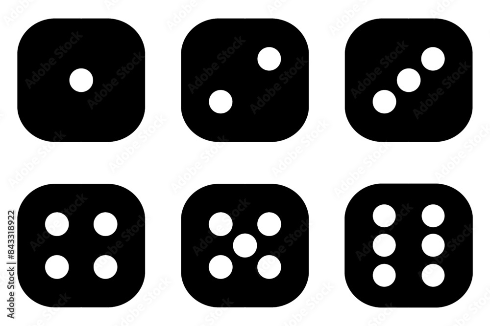 set of dice icon from number one to six isolated on white and transparent background. black dice icon flat style vector illustration set of dice icon from number one to six isolated on white and transparent background. black dice icon flat style vector illustration