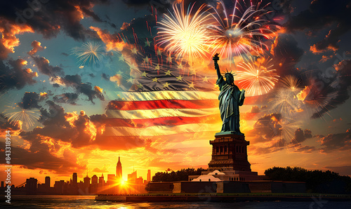 Statue of Liberty in Splendor: USA's Freedom Day Glow