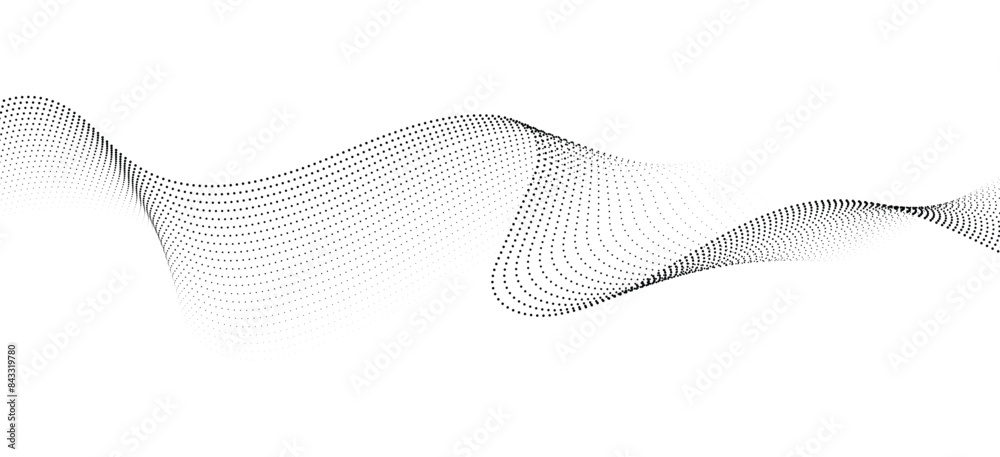 smooth flowing wave dots halftone lines dynamic blue purple pink gradient isolated on transparent background concept of technology, digital, communication, science, music vector illustration
