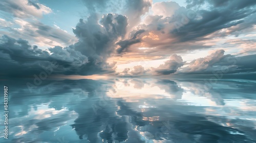 Dramatic clouds reflected in the water © Ziyan
