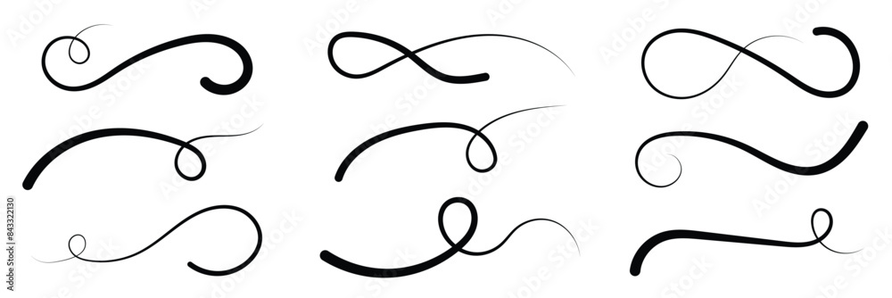 Set of hand lettering underlines lines. Vector underline stroke. Design concept element collection. Set of hand lettering underlines lines. Vector underline stroke. Design concept element collection.