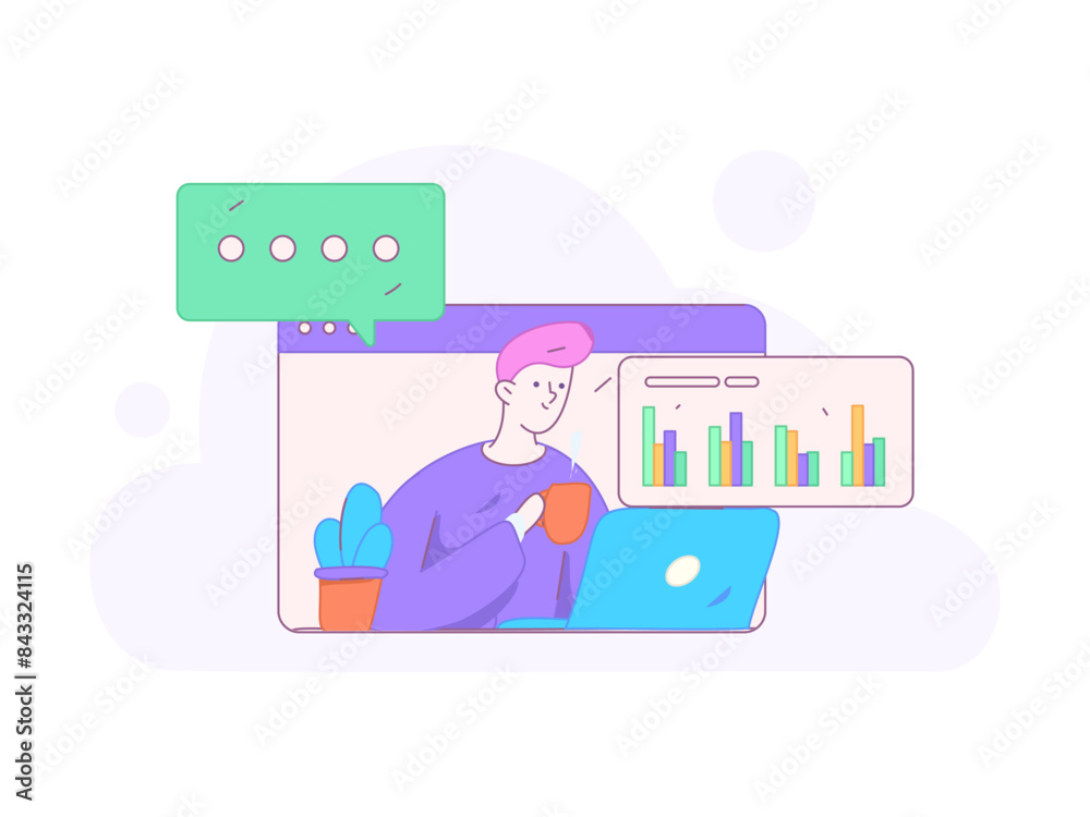 Flat vector illustration of business people operating work scene
Flat vector illustration of business people operating work scene
