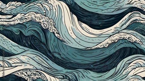 Art of waves fabric textured background Generative AI 