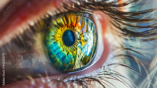 Macro Shot of Eye with Multicolored Iris