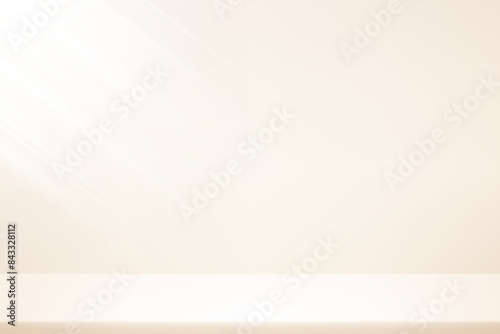 Beige studio room background. Cream Background Empty Room Studio with table. Space for selling products on the website. Business backdrop. Vector illustration.