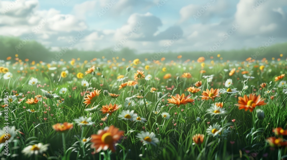 Fototapeta premium Fresh flowered meadow