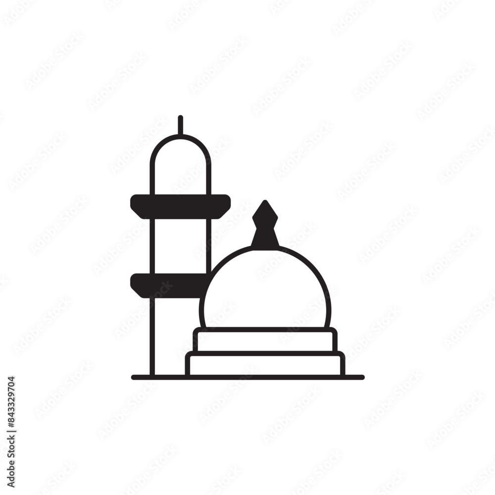 Nabawi Mosque icon design with white background stock illustration Nabawi Mosque icon design with white background stock illustration