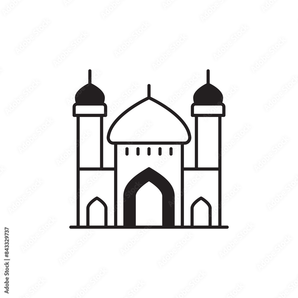 Mosque icon design with white background stock illustration