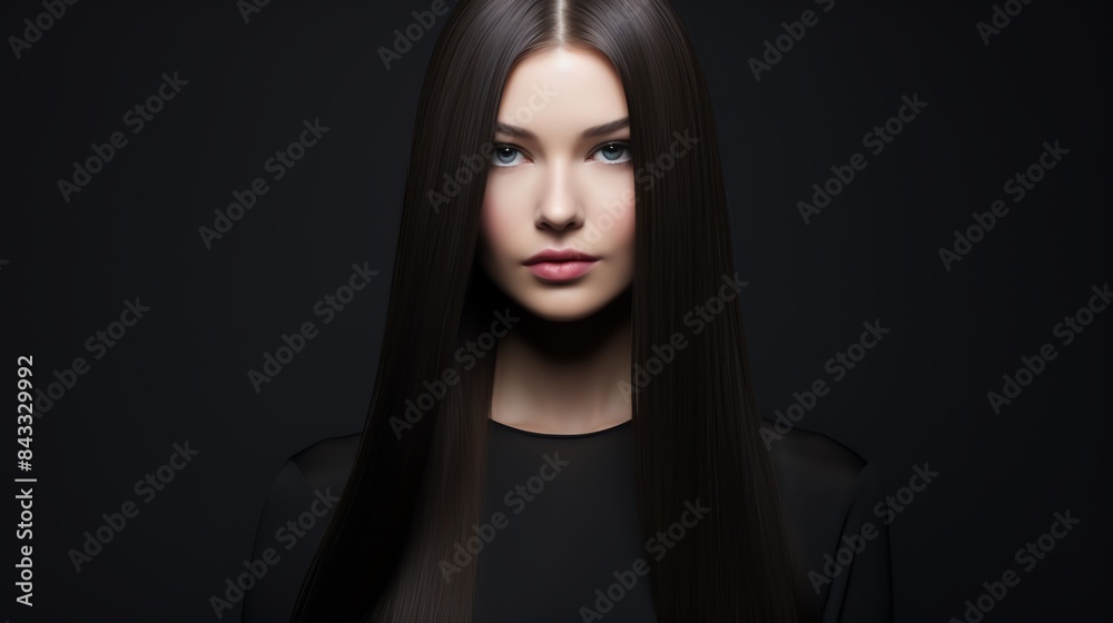 Long, straight hair with a deep side part Long, straight hair with a deep side part
