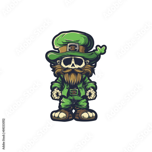 cute skull wearing a leprechaun hat
