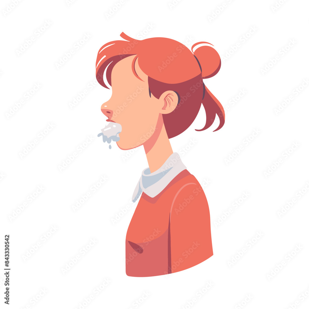 simple clip art of woman sneezing with nose blowing off her face, red hair and white shirt simple clip art of woman sneezing with nose blowing off her face, red hair and white shirt