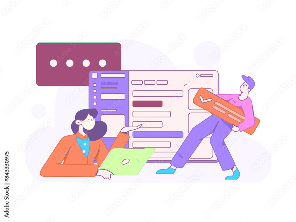 Flat vector illustration of business people operating work scene
Flat vector illustration of business people operating work scene