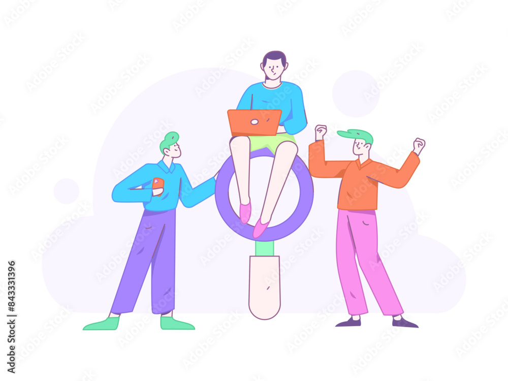 Flat vector illustration of business people operating work scene
Flat vector illustration of business people operating work scene