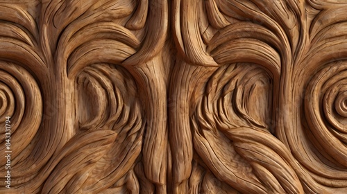 Seamless realistic nice wood texture. Simple wood carving pattern. Seamless repeat pattern for wallpaper, fabric and paper packaging, curtains, duvet covers, pillows, digital print. 3d illustration Ge