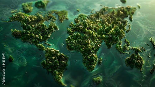 Unfolding Verdant World Map Visualizing the Delicate Balance of Nature