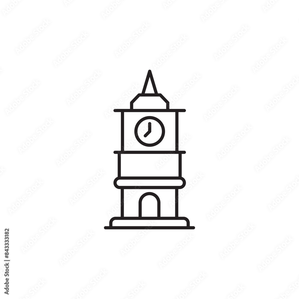 Clock Tower icon design with white background stock illustration Clock Tower icon design with white background stock illustration