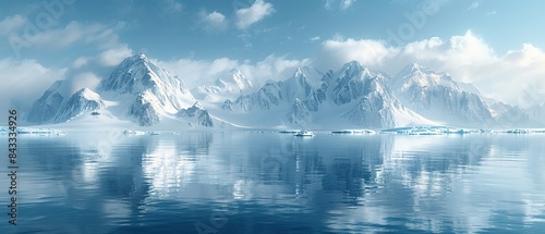 Wallpaper Mural A beautiful blue ocean with snow-capped mountains in the background Torontodigital.ca