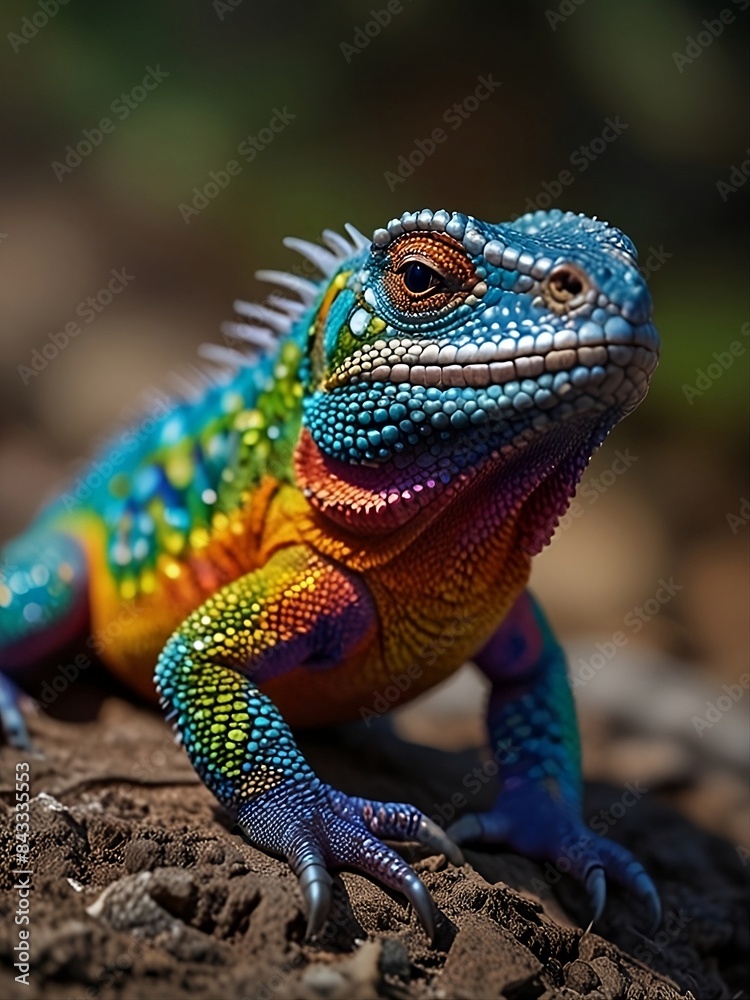 Fototapeta premium A colourful lizard capture on wild ,beauty of nature category