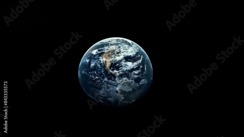 Earth as a celestial marvel in the cosmic panorama, A minimalist portrayal showcasing our planet's serene beauty amidst the vastness of space