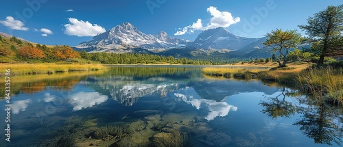 A beautiful lake with mountains in the background © zenith