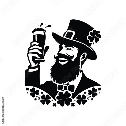 Festive Leprechaun with Beer Vector - Perfect for St. Patrick's Day Celebrations